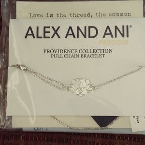 Alex & Ani Silver Lotus Pull Chain Bracelet